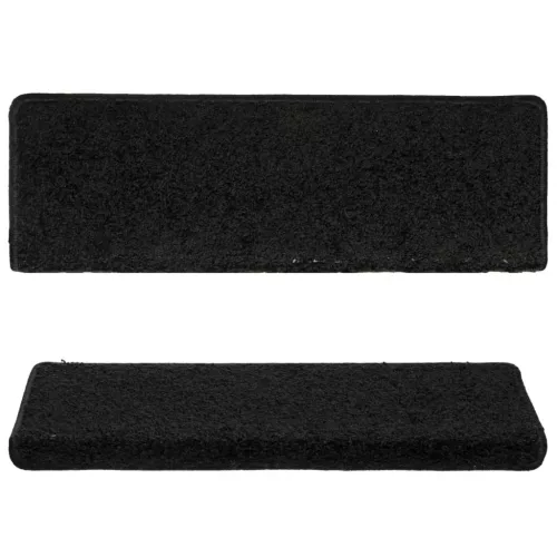 15 db fekete, téglalap alakú szélű lépcsőszőnyeg 65 x 21 x 4 cm