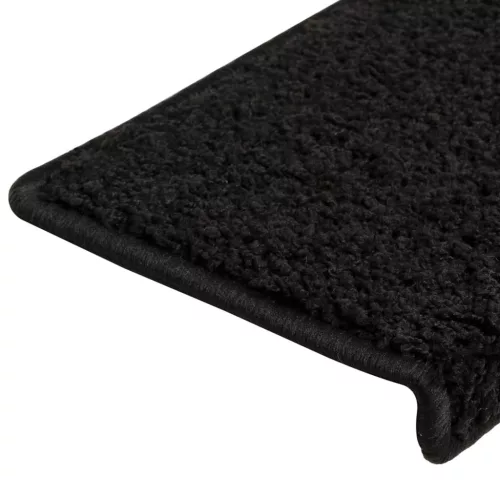 15 db fekete, téglalap alakú szélű lépcsőszőnyeg 65 x 21 x 4 cm