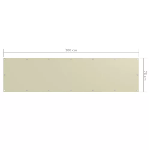 Krémszínű oxford-szövet erkélynapellenző 75 x 300 cm