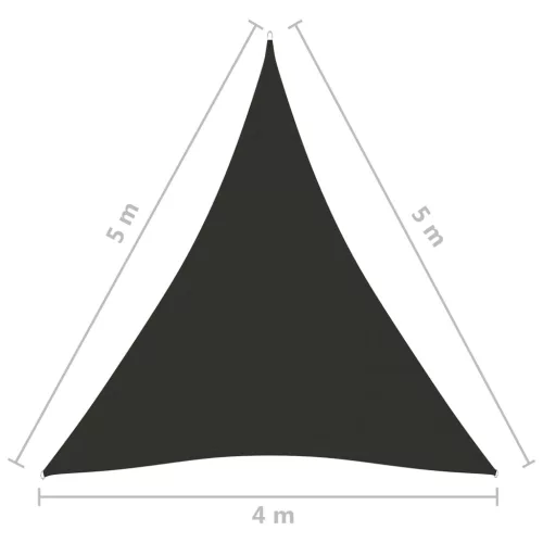 Antracitszürke háromszög alakú oxford-szövet napvitorla 4x5x5 m