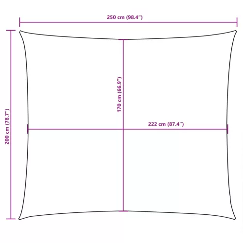 Bézs téglalap alakú oxford-szövet napvitorla 2 x 2,5 m