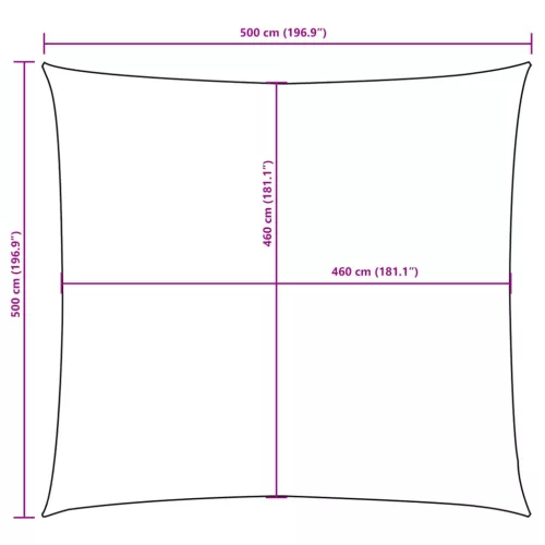 Terrakotta négyzet alakú oxford-szövet napvitorla 5 x 5 m