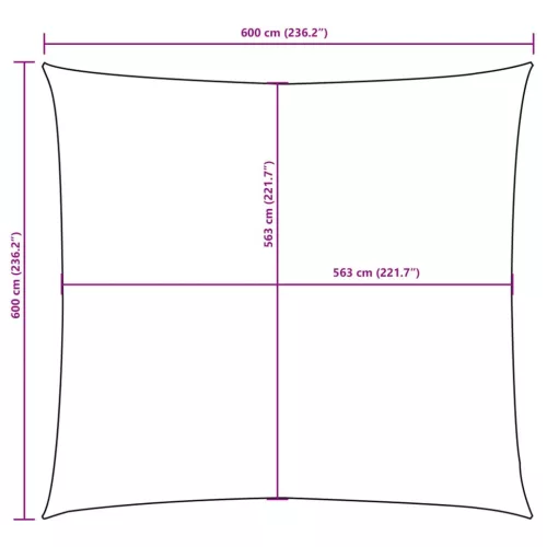 Terrakotta négyzet alakú oxford-szövet napvitorla 6 x 6 m