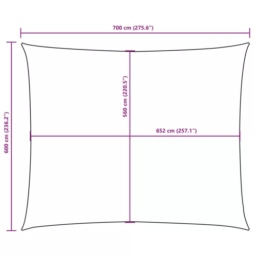 Terrakotta téglalap alakú oxford-szövet napvitorla 6 x 7 m