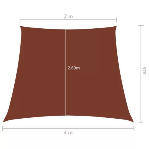 Terrakotta trapéz alakú oxford-szövet napvitorla 2/4 x 3 m