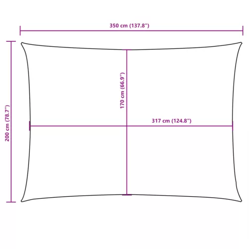 Sötétzöld téglalap alakú oxford-szövet napvitorla 2 x 3,5 m