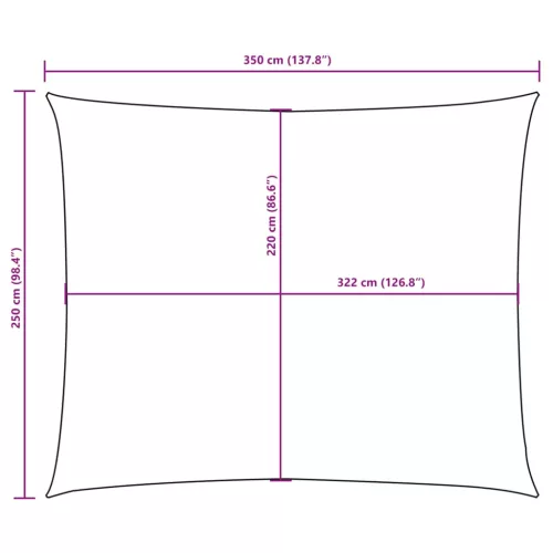 Sötétzöld téglalap alakú oxford-szövet napvitorla 2,5 x 3,5 m