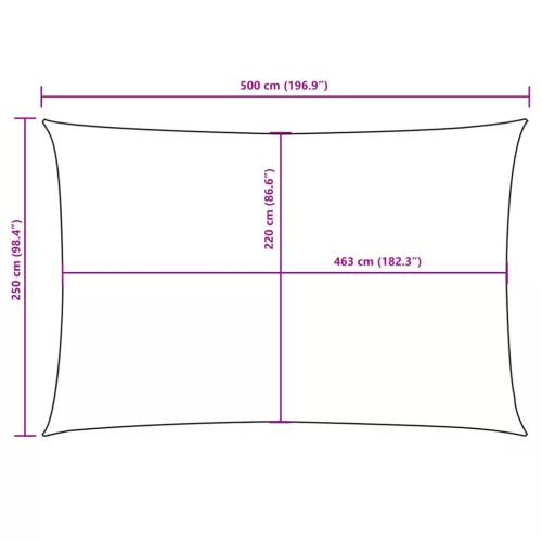 Sötétzöld téglalap alakú oxford-szövet napvitorla 2,5 x 5 m