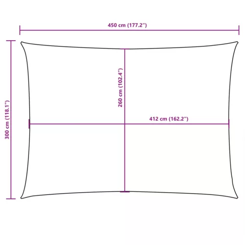 Sötétzöld téglalap alakú oxford-szövet napvitorla 3 x 4,5 m