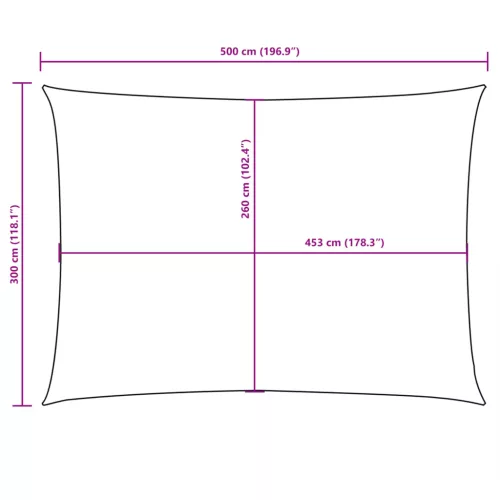 Sötétzöld téglalap alakú oxford-szövet napvitorla 3 x 5 m