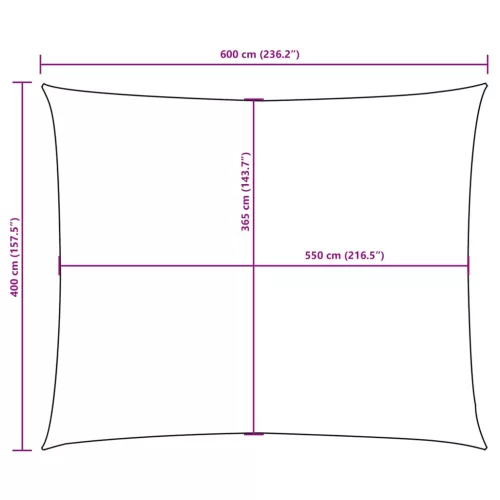 Sötétzöld téglalap alakú oxford-szövet napvitorla 4 x 6 m