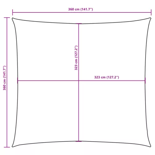 Kék négyzet alakú oxford-szövet napvitorla 3,6 x 3,6 m