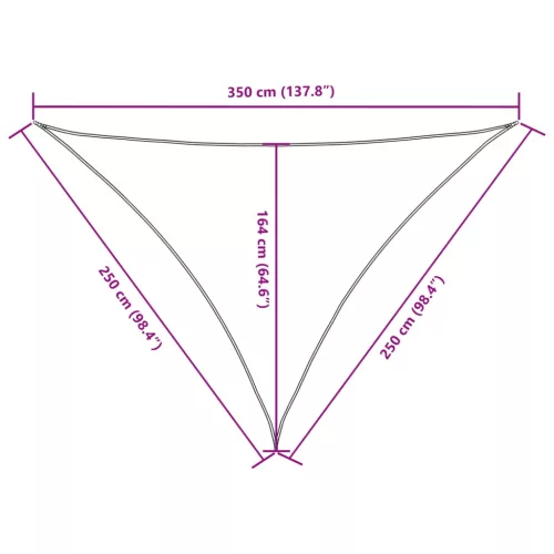 Fekete háromszögű oxford-szövet napvitorla 2,5 x 2,5 x 3,5 m