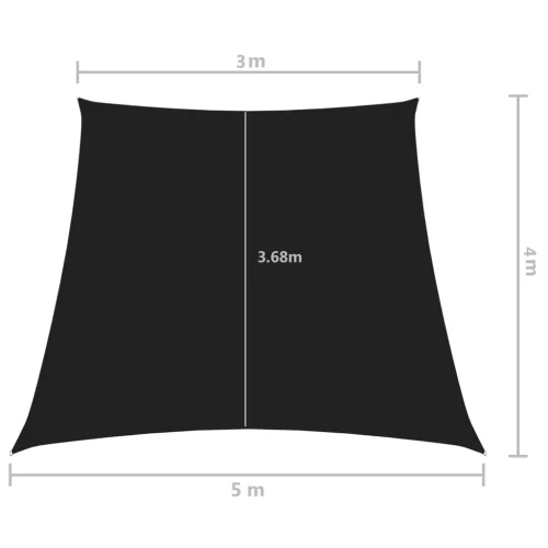 Fekete trapéz alakú oxford-szövet napvitorla 3/5 x 4 m