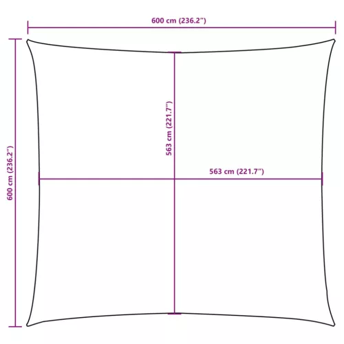 Barna négyzet alakú oxford-szövet napvitorla 6 x 6 m