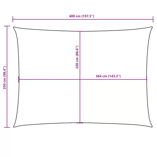 Barna téglalap alakú oxford-szövet napvitorla 2,5 x 4 m