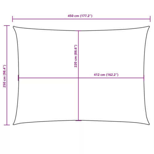 Barna téglalap alakú oxford-szövet napvitorla 2,5 x 4,5 m