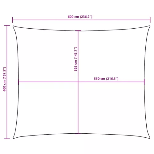 Barna téglalap alakú oxford-szövet napvitorla 4 x 6 m