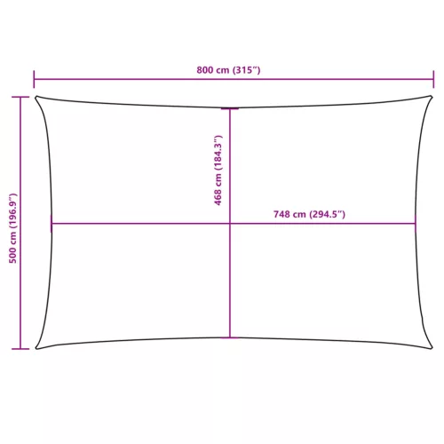 Barna téglalap alakú oxford-szövet napvitorla 5 x 8 m