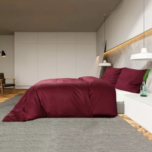 Bordó mikroszálas ágyneműhuzat-garnitúra 240 x 220 cm