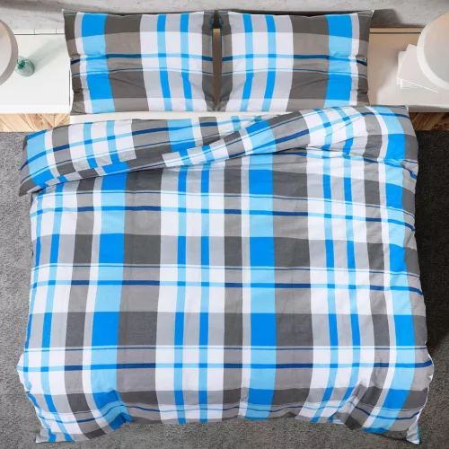 Kék és szürke pamut ágyneműhuzat-garnitúra 200 x 200 cm