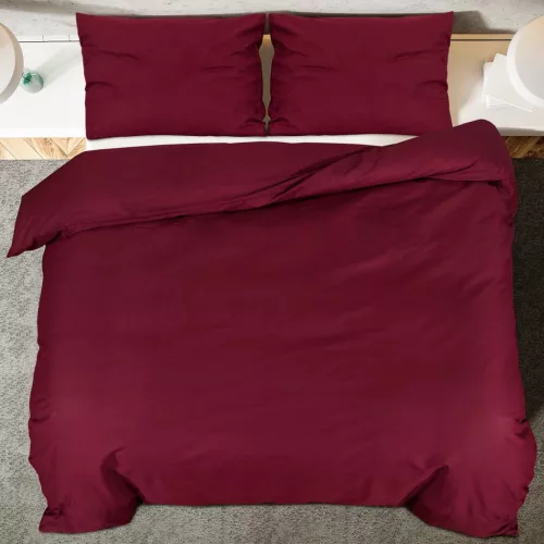 Bordó pamut ágyneműhuzat-garnitúra 200 x 200 cm
