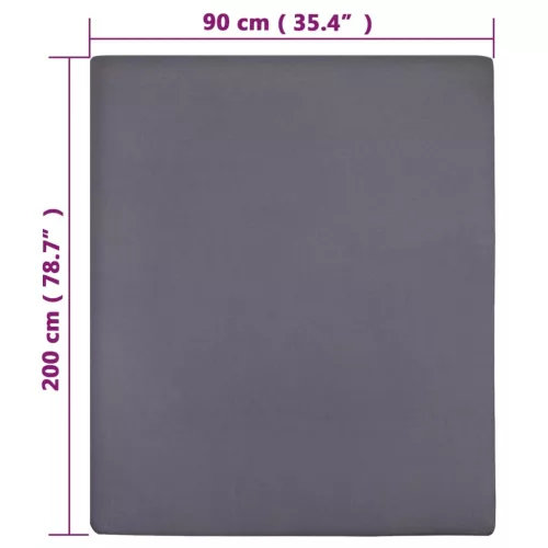 Antracitszürke pamutdzsörzé gumis lepedő 90x200 cm