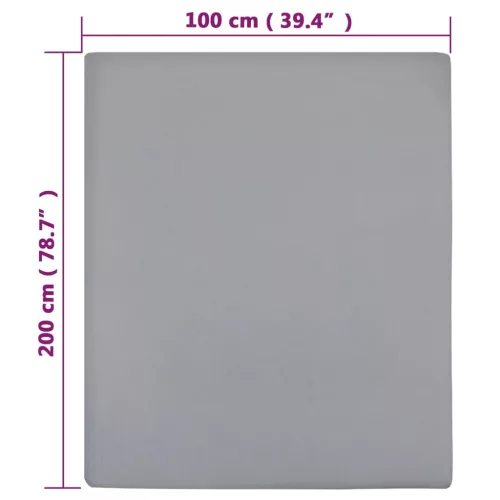 2 db szürke pamutdzsörzé gumis lepedő 100x200 cm