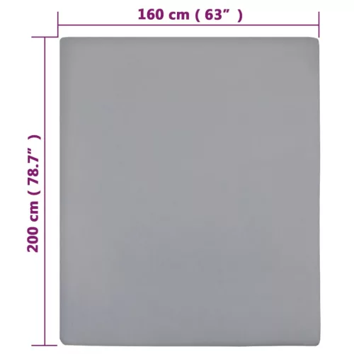 2 db szürke pamutdzsörzé gumis lepedő 160x200 cm