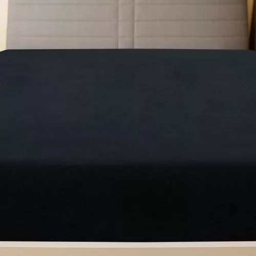 Fekete pamutdzsörzé gumis lepedő 90 x 200 cm