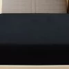 Fekete pamutdzsörzé gumis lepedő 180x200 cm