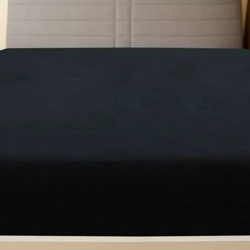 Fekete pamutdzsörzé gumis lepedő 180x200 cm