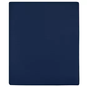 Tengerészkék pamutdzsörzé gumis lepedő 90x200 cm