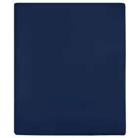 Tengerészkék pamutdzsörzé gumis lepedő 140 x 200 cm