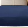 Tengerészkék pamutdzsörzé gumis lepedő 140 x 200 cm
