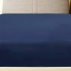 Tengerészkék pamutdzsörzé gumis lepedő 180x200 cm