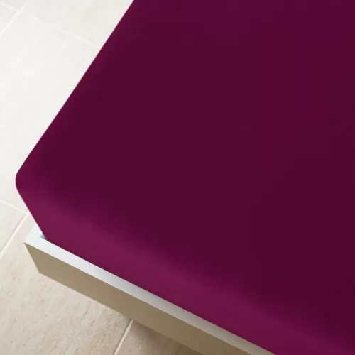 Bordó pamutdzsörzé gumis lepedő 90 x 200 cm