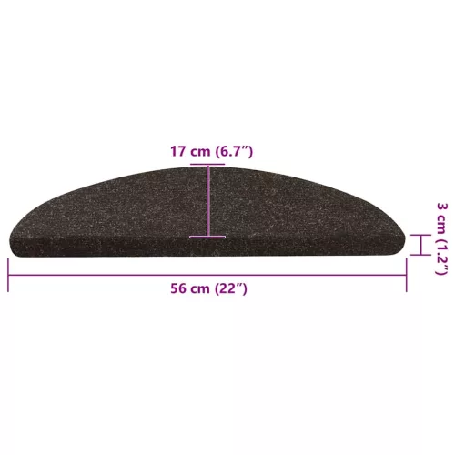 15 db antracitszürke lépcsőszőnyeg 56x17x3 cm