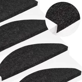   15 db antracitszürke öntapadó lépcsőszőnyeg 65x22,5x3,5 cm
