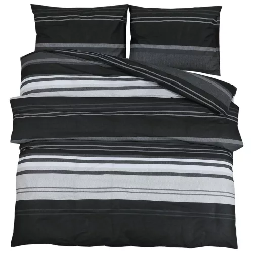 Fekete és fehér ágyneműhuzat-garnitúra 200x220 cm pamut