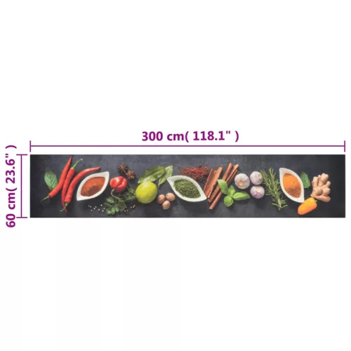 Mosható fűszermintás bársony konyhaszőnyeg 60 x 300 cm