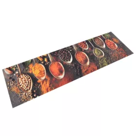   Mosható kanál- és fűszermintás bársony konyhaszőnyeg 45x150 cm