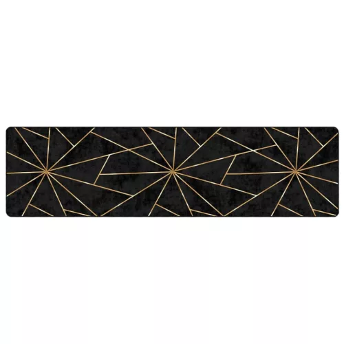 Fekete-arany mosható csúszásgátló szőnyeg 80 x 300 cm