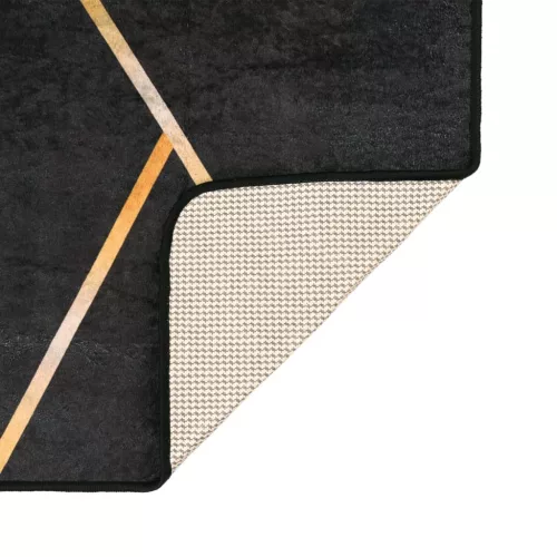 Fekete-arany mosható csúszásgátló szőnyeg 80 x 300 cm