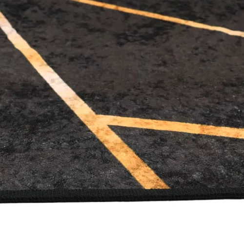 Fekete-arany mosható csúszásgátló szőnyeg 80 x 300 cm