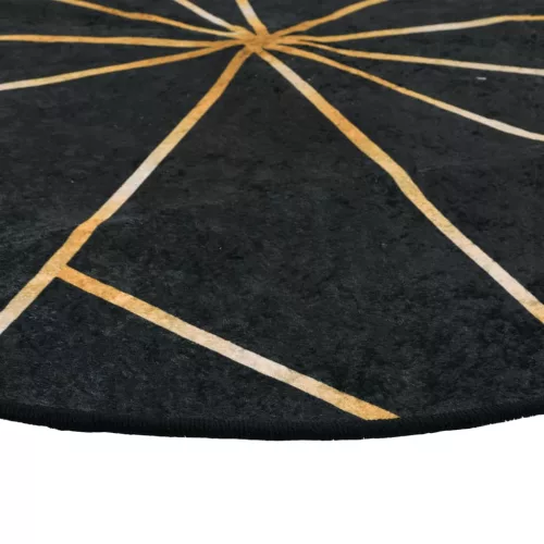 Fekete-arany mosható csúszásgátló szőnyeg Ø 120 cm