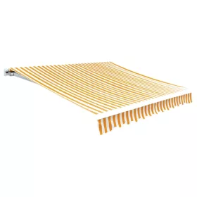   Sárga-fehér vászon napellenző tető 6 x 3 m (a váz nem tartozék)