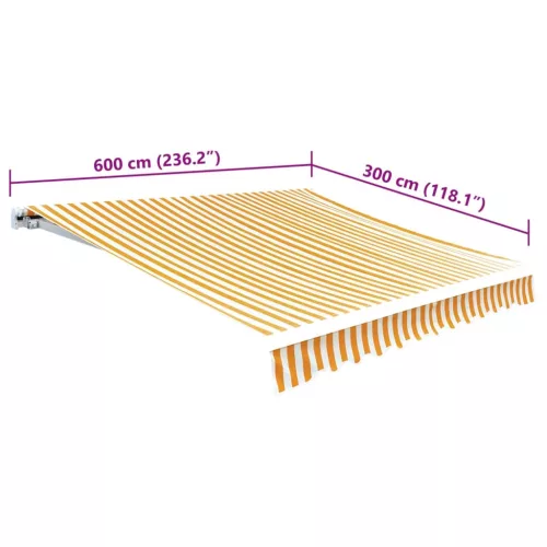 Sárga-fehér vászon napellenző tető 6 x 3 m (a váz nem tartozék)