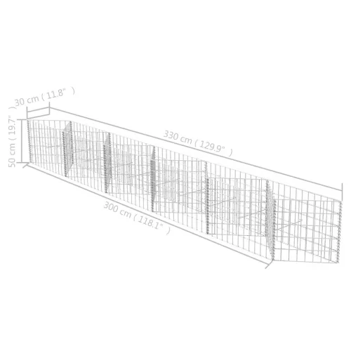 Horganyzott acél gabion kosár 300 x 30 x 50 cm