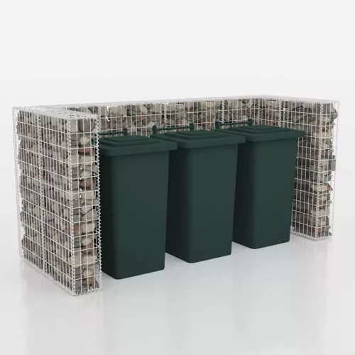 Acél gabion 3 db gurulós kukához 250 x 100 x 120 cm